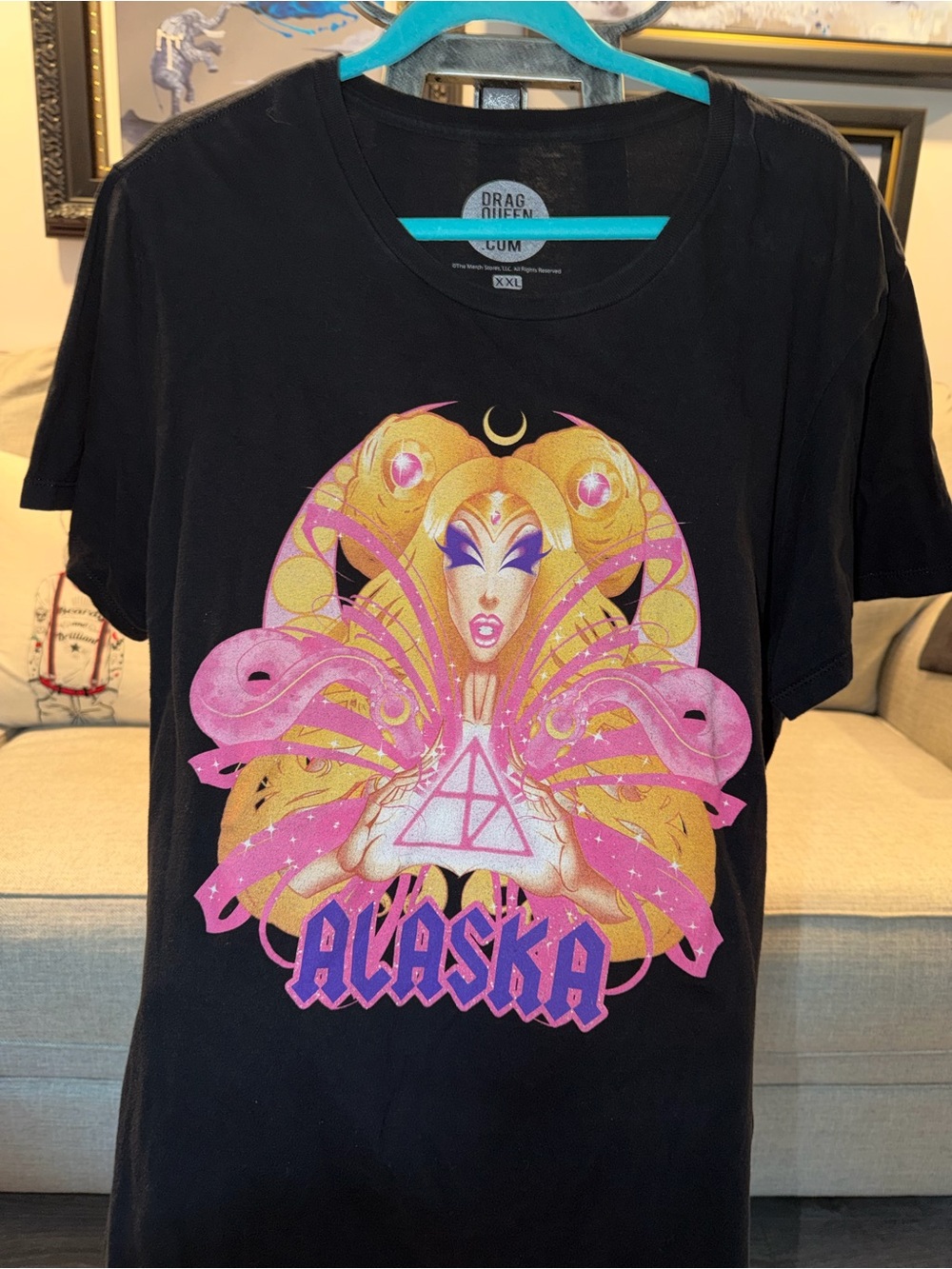 Drag Queen Merch Black Graphic Tee with Alaska, Pink & Gold Artwork